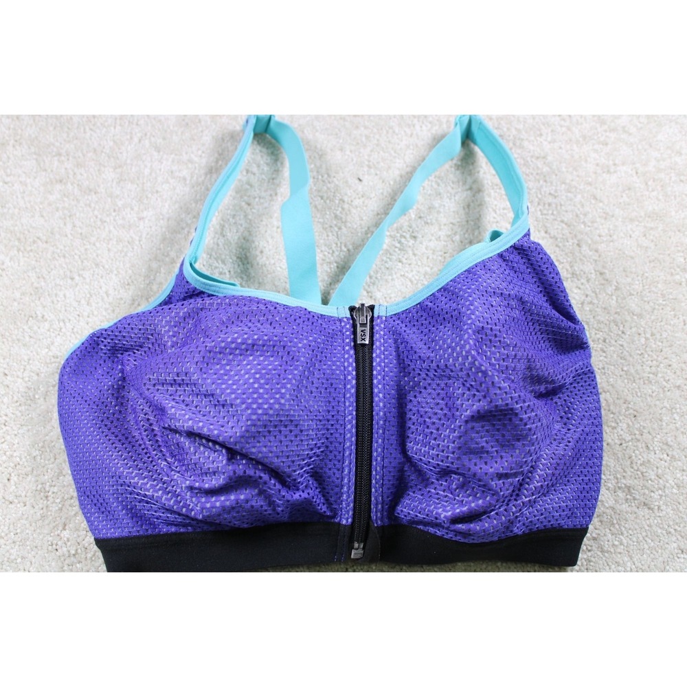 Victorias Secret VSX Sport Zip Front Sports Bra M Purple & Teal